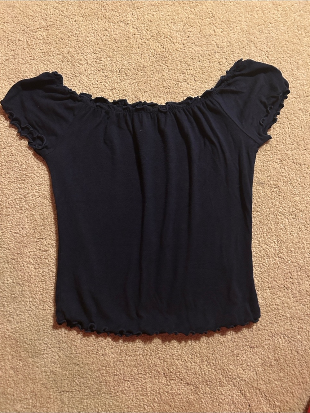 Forever 21 Dark blue Off-Shoulder Ruffle Crop Top